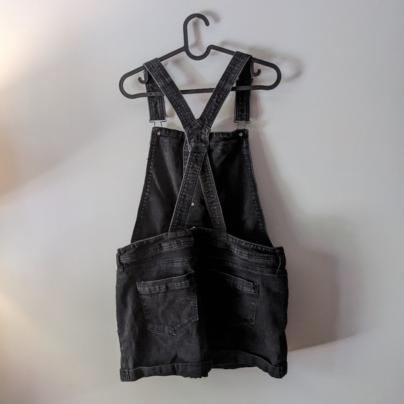 Black Denim Short Overalls - Picture 2 of 2